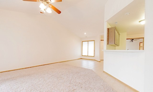 Open living area toward the kitchen